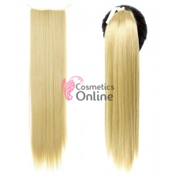 Extensie de par coada dreapta cu snur si pini 70  cm Blond Deschis Mixt CYF715415613#